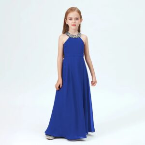 Little girl jr bridesmaid dress-royal-blue