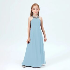 Little girl jr bridesmaid dress-sky-blue