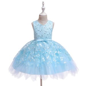 Little girl lace dress-blue (1)