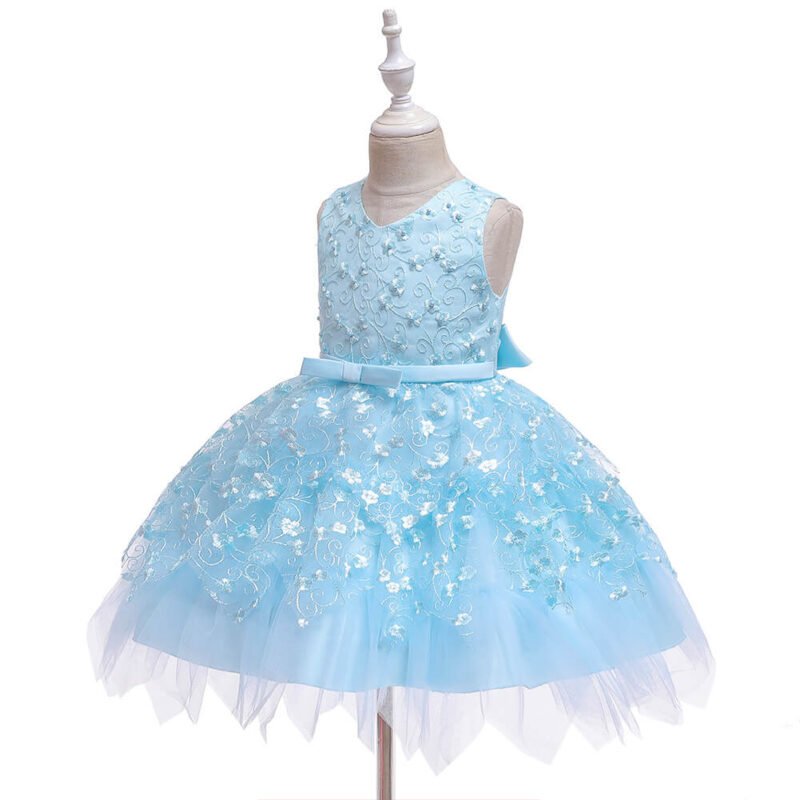 Little girl lace dress-blue (2)