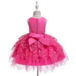 Little girl lace dress-dark-pink (3)