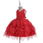 Little girl lace dress-red (2)