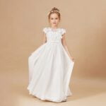 Little girl long ivory chiffon dress (3)