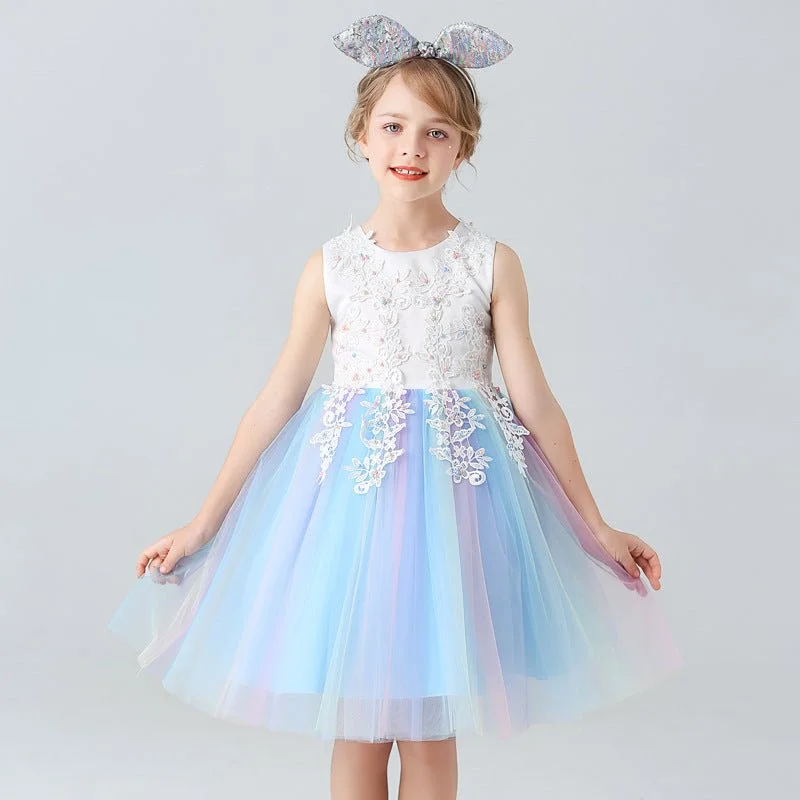 Little girl party dress in blue