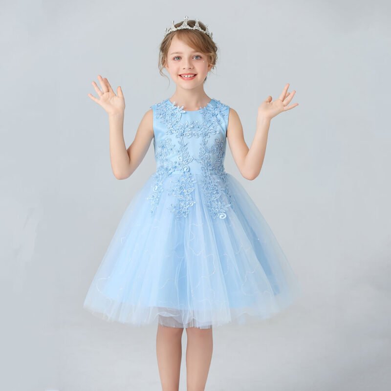 Little girl party dress-light-blue