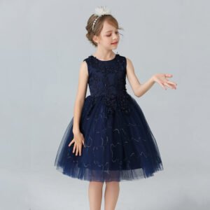 Little girl party dress-navy-blue (2)