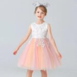 Little girl party dress-peach-pink (2)