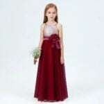 Little girl sequin junior bridesmaid dress-burgundy