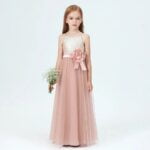 Little girl sequin junior bridesmaid dress-pearl-pink