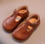 Little girl t bar shoes-brown (1)