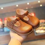 Little girl t bar shoes-brown (5)