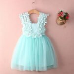 Little girl tulle lace dress-green (2)