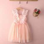 Little girl tulle lace dress-pink (2)