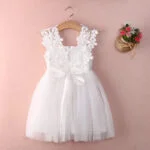 Little girl tulle lace dress-white (2)