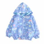 Little girl unicorn jacket - light-Blue