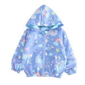 Little girl unicorn jacket - light-Blue