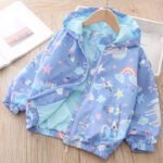 Little girl unicorn jacket - light-Blue3