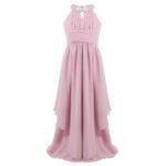 Long chiffon flower girl dresses -pink (2)