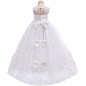 Long flower girl dress for wedding - White3