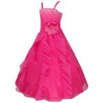Long organza junior bridesmaid dress-pink (3)