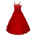 Long organza junior bridesmaid dress-red (1)