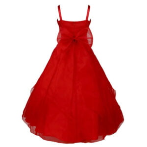 Long organza junior bridesmaid dress-red (3)