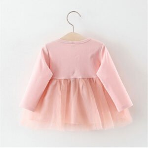 Long sleeve baby girl party dress - Pink1 (1)