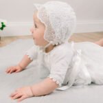 Long sleeve baptism dress for baby girl-white (1)