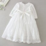 Long sleeve baptism dress for baby girl-white (6)