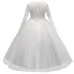 Long sleeve junior bridesmaid dress-White (3)