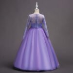 Long sleeve junior bridesmaid dress-purple (4)