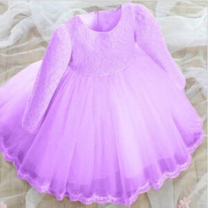 Long sleeve lace baby dress - Purple
