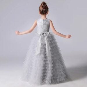 Long tulle flower girl dress - Grey (2)