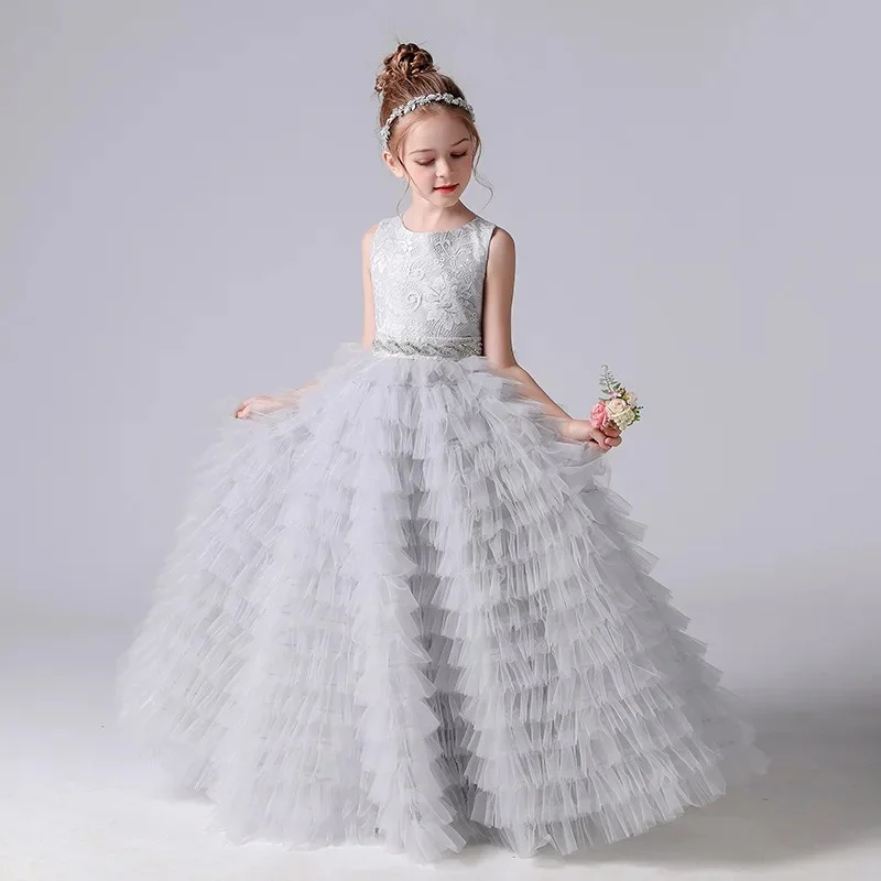 Grey flower 2024 girl dresses uk