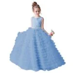 Long tulle flower girl dress-blue (1)