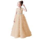 Long tulle flower girl dress-champagne