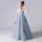 Long tulle flower girl dress-dusty-blue (1)