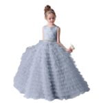 Long tulle flower girl dress-dusty-blue (2)