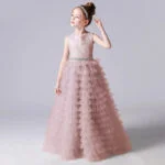 Long tulle flower girl dress-dusty-pink (2)