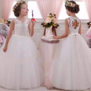Flower girl lace and tulle dress - Ivory-Fabulous Bargains Galore