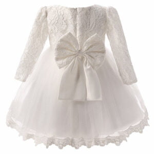 Long sleeve lace baby dress - White-Fabulous Bargains Galore