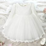 Long sleeve lace baby dress - White-Fabulous Bargains Galore