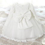 Long sleeve lace baby dress - White-Fabulous Bargains Galore