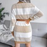 Loose knit jumper dress-white-khaki-brown (2)