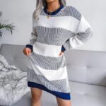 Loose knit jumper dress=white-blue (1)