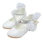 Mid heel girls leather Mary Jane shoes - White Mid heel girls leather Mary Jane shoes - White-Fabulous Bargains Galore