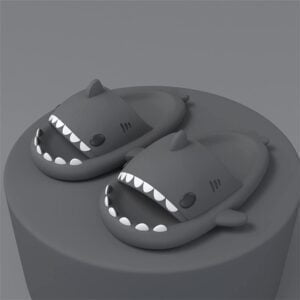 Non slip shark slippers for adults - Dark Grey