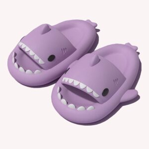 Non slip shark slippers for adults - purple 1