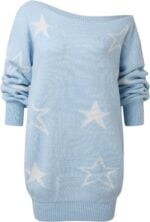 Off one shoulder jumper dress-blue (2)