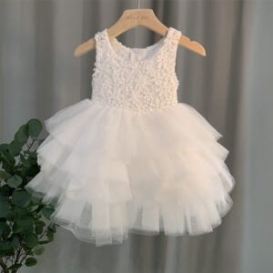 White lace tulle dress for girls